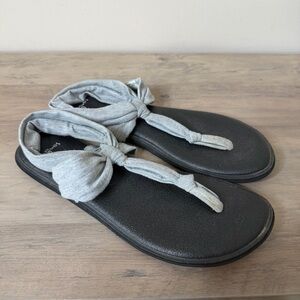 Sanuk Yoga Sling Ella Women's Flip Flops Size 9 1014681 Gray Black